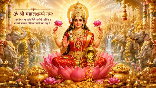 Shri Lakshmi Aarti Lyrics (Full) + Meaning in Hindi & English | Wealth & Prosperity